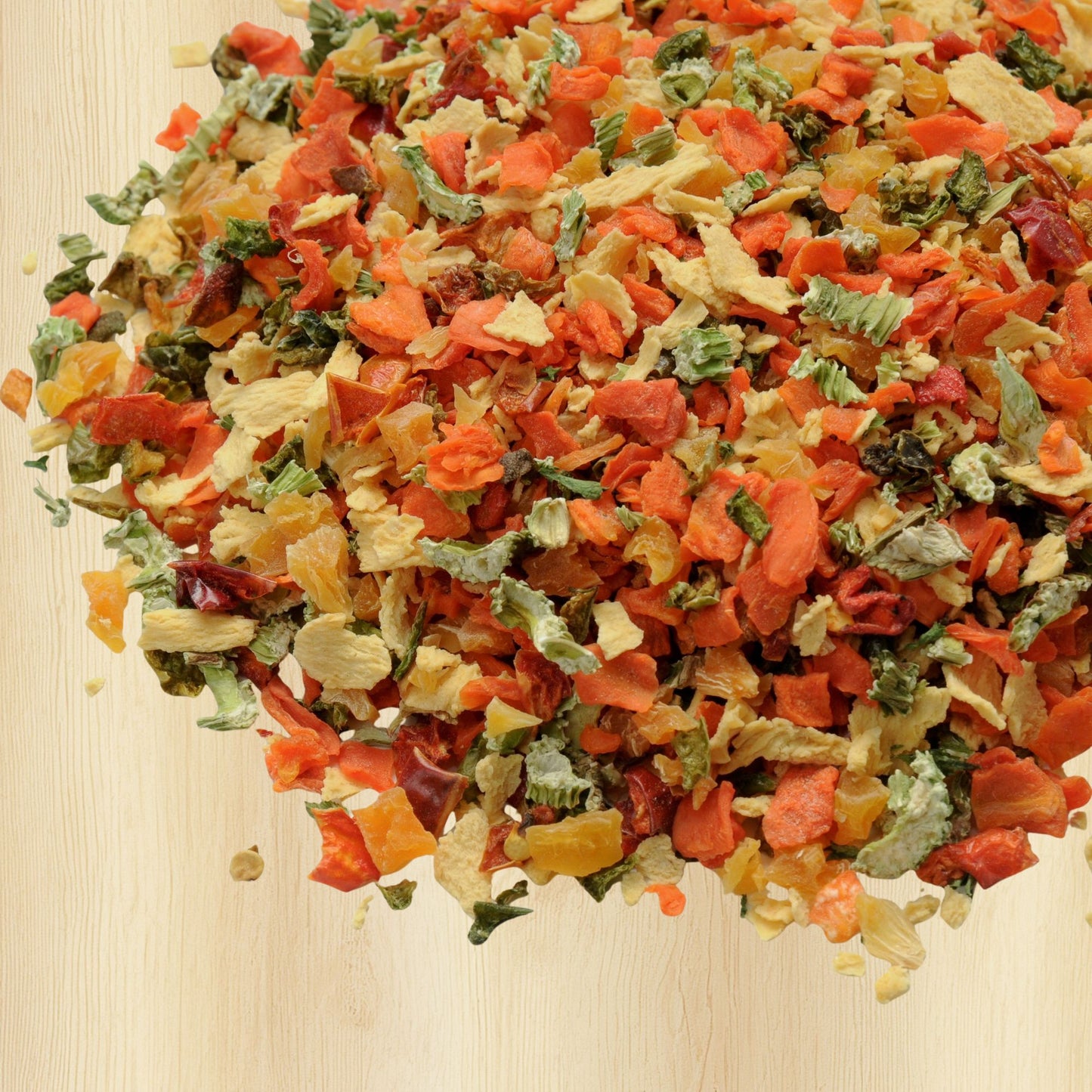 Blended Happy Dog Food Vitality Grain Free dehydrated base mix before packaging made from real whole food ingredients