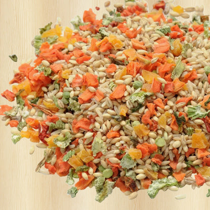 Blended Happy Dog Food Original dehydrated base mix before packaging made from real whole food ingredients